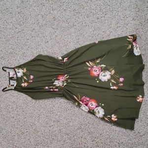 Olive Green Floral Dress